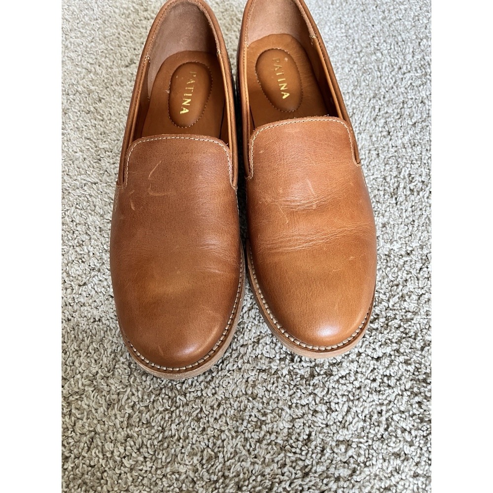 Patina Footwear Tan Brown Leather Loafers Slip On Flats Shoes Womens  9 EUR 39.5 - Picture 9 of 9